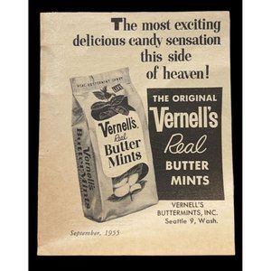 Vernell's Buttermints Print Ad Vintage 1955 Candy Mints Seattle WA